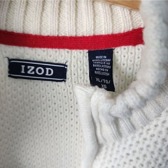 IZOD NAUTICAL sweater irish island style half zip coastal fisherman - Picture 6 of 11